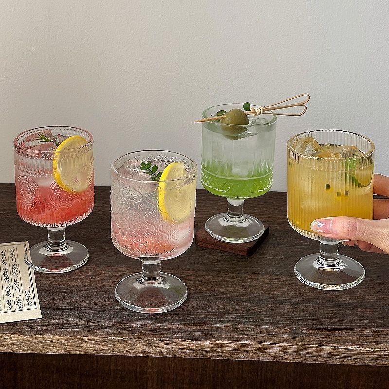 Wine Beer Mix Drink - 4pcs 세트 빈티지 양각 혼합 패턴