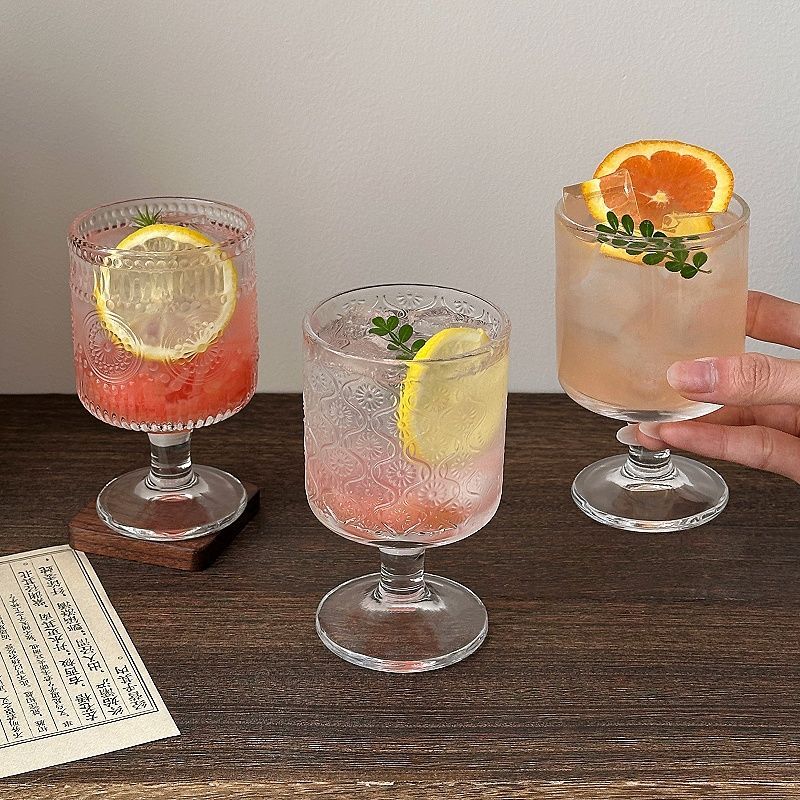 4pcs 세트 빈티지 양각 혼합 패턴 와인 유리, 와인 - Wine Beer Mix Drink 리뷰 및 가격
